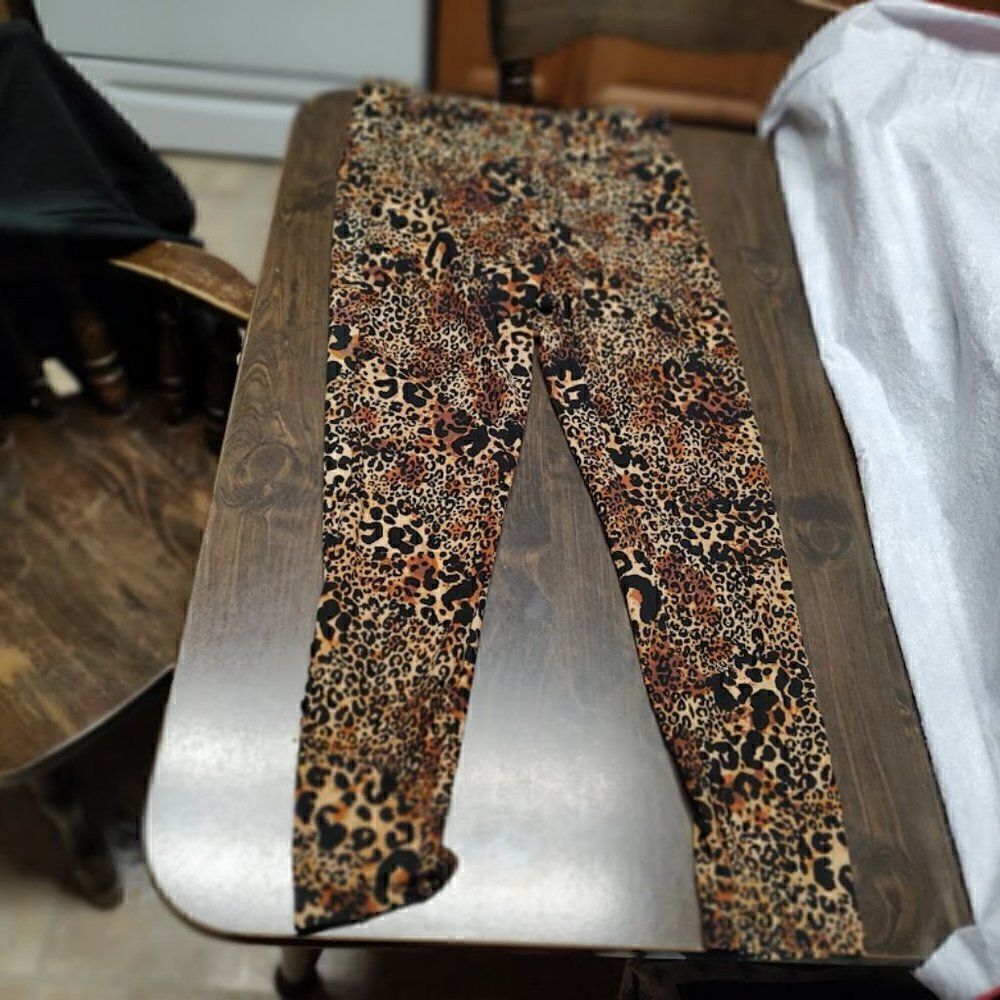 New No Boundaries Brown Black Leopard Print Side Bar Leggings Size Junior L